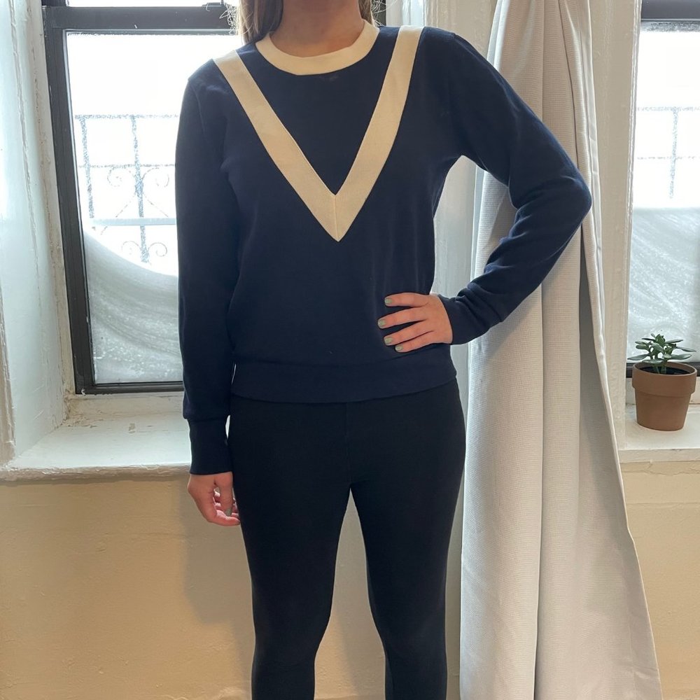 Navy and cream J.Crew crewneck sweatshirt